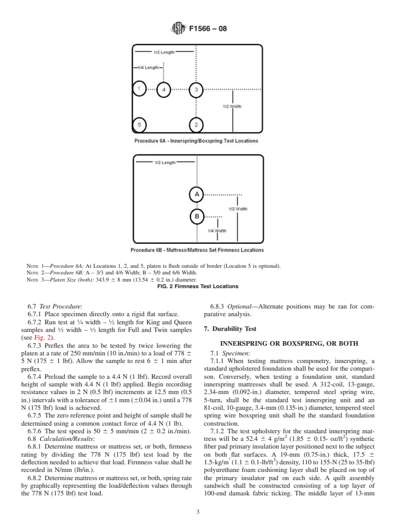 ASTM F1566-08 - Standard Test Methods for Evaluation of Innersprings, Boxsprings, Mattresses or Mattress Sets
