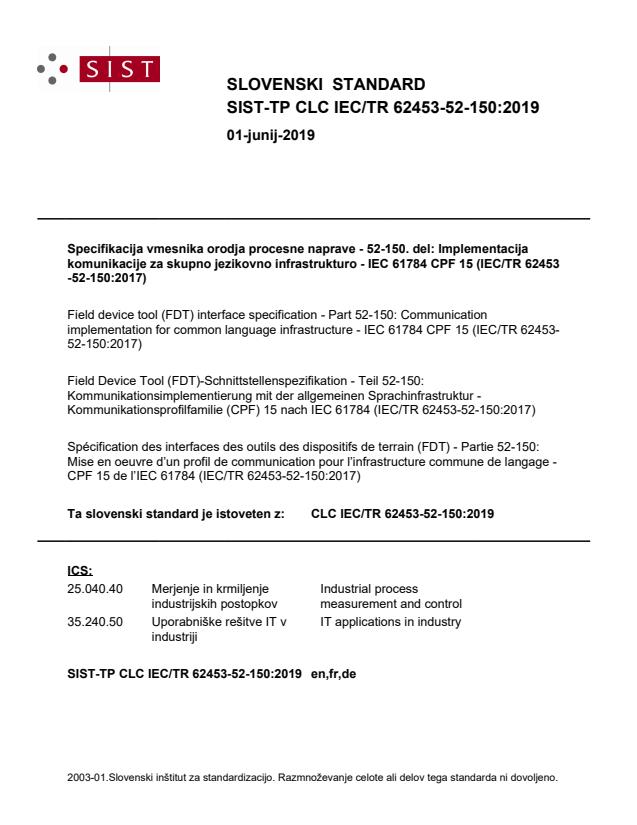 TP CLC IEC/TR 62453-52-150:2019 - BARVE