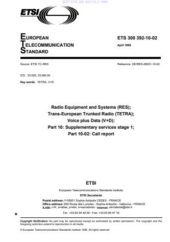 PSIST ETS 300 392-10-2:1999
