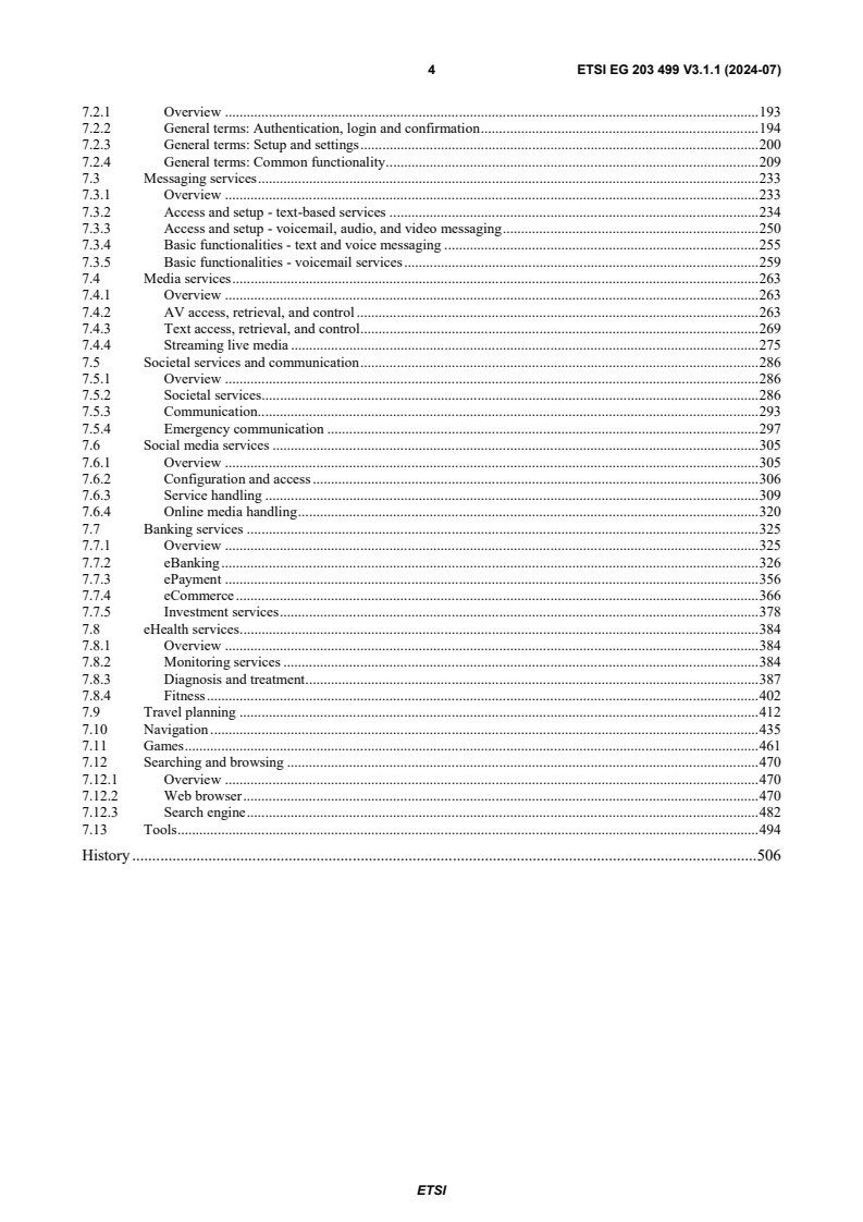 SIST EG 203 499 V3.1.1:2024 ETSI EG 203 499 V3.1.1 (2024-07) - Human Factors (HF); User-centred terminology for existing and upcoming ICT devices, services and applications - Page 4 preview