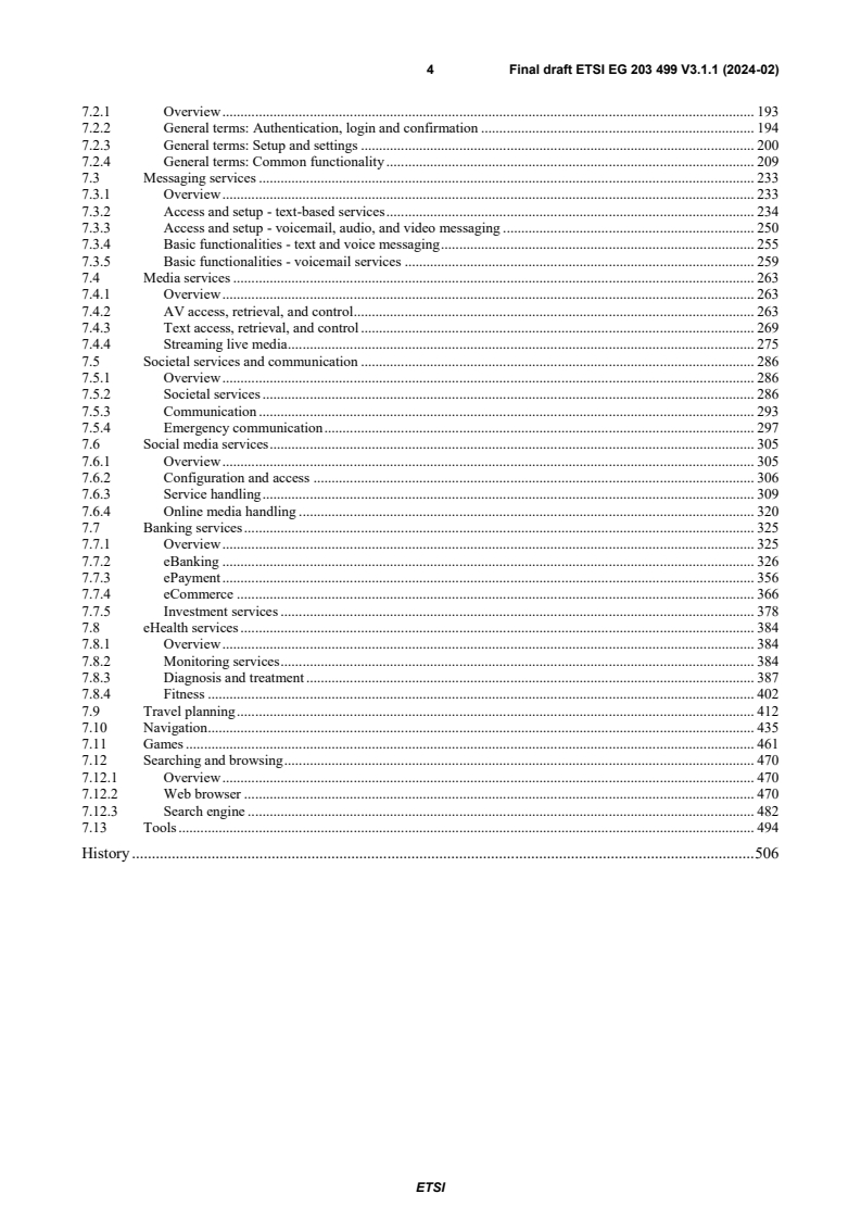 SIST EG 203 499 V3.1.1:2024 ETSI EG 203 499 V3.1.1 (2024-02) - Human Factors (HF); User-centred terminology for existing and upcoming ICT devices, services and applications - Page 4 preview