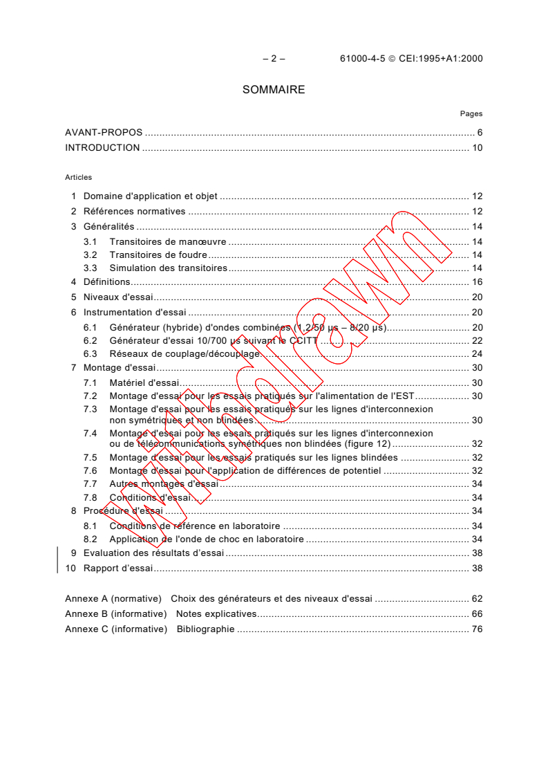 IEC 61000-4-5:1995 IEC 61000-4-5:1995+AMD1:2000 CSV - Electromagnetic compatibility (EMC)- Part 4-5: Testing and measurement techniques - Surge immunity test
Released:4/26/2001
Isbn:2831856981 - Page 4 preview