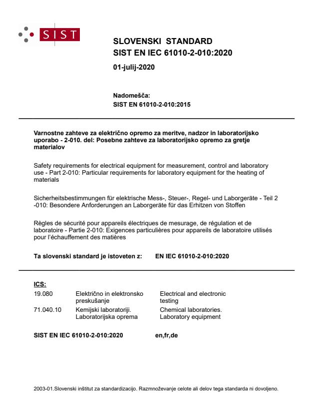EN IEC 61010-2-010:2020 - BARVE