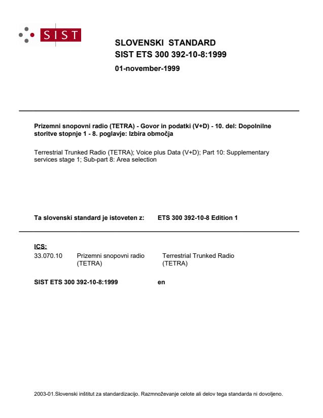 SIST ETS 300 392-10-8:1999