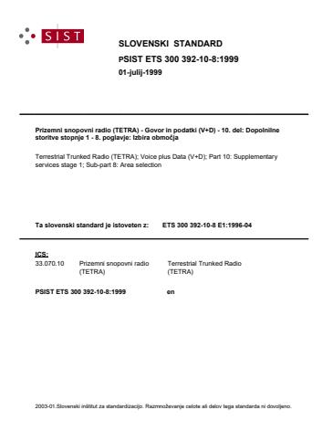 PSIST ETS 300 392-10-8:1999