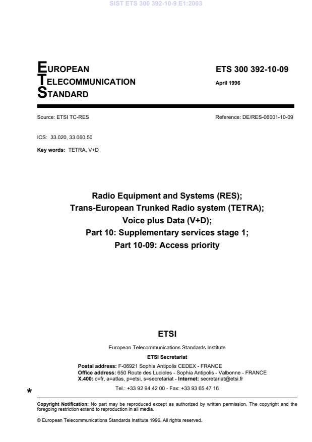 ETS 300 392-10-9 E1:2003