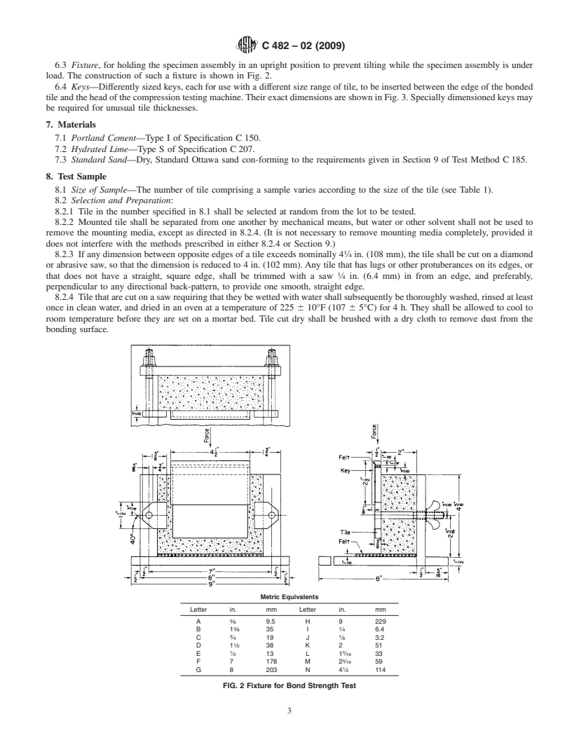 REDLINE ASTM C482-02(2009) - Standard Test Method for Bond Strength of Ceramic Tile to Portland Cement Paste