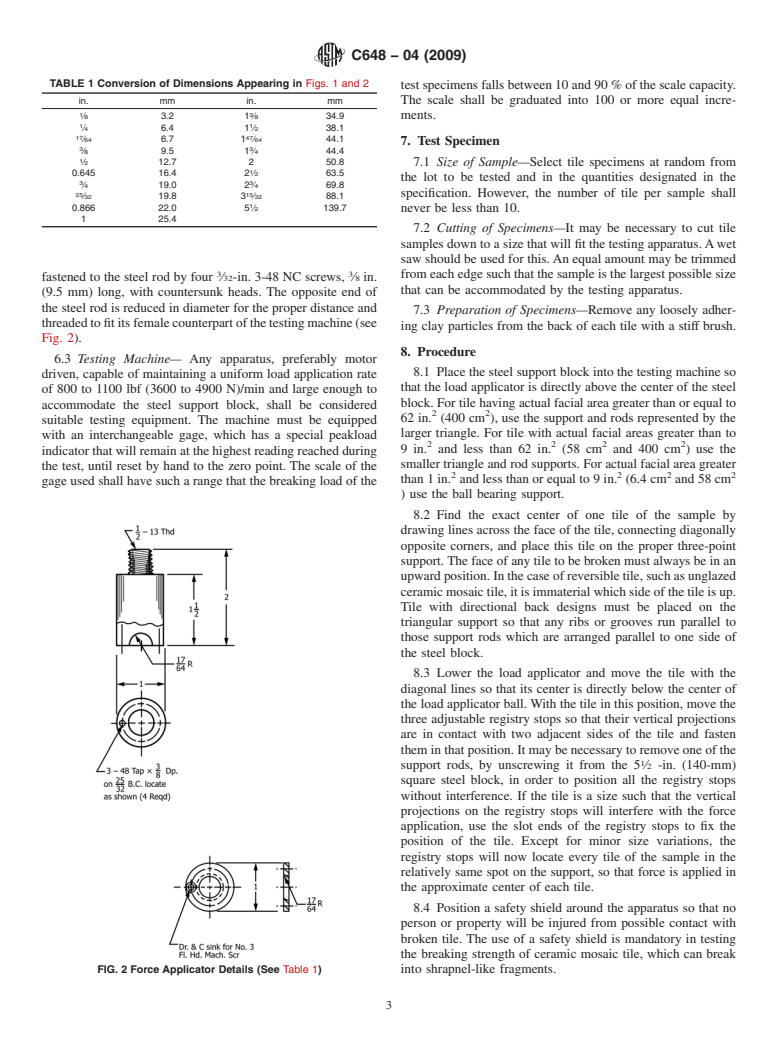 ASTM C648-04(2009) - Standard Test Method for Breaking Strength of Ceramic Tile