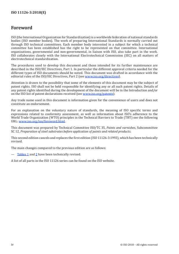 ISO 11126-3:2018 ISO 11126-3:2018 - Preparation of steel substrates before application of paints and related products -- Specifications for non-metallic blast-cleaning abrasives - Page 4 preview