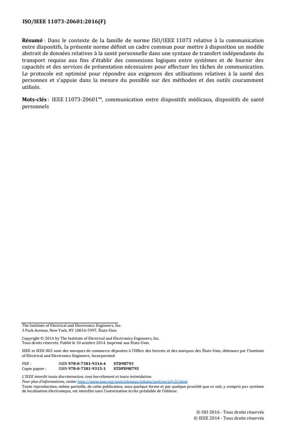 ISO/IEEE 11073-20601:2016 ISO/IEEE 11073-20601:2016 - Informatique de santé -- Communication entre dispositifs de santé personnels - Page 4 preview