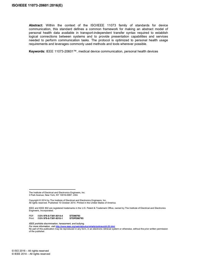ISO/IEEE 11073-20601:2016 ISO/IEEE 11073-20601:2016 - Health informatics -- Personal health device communication - Page 4 preview