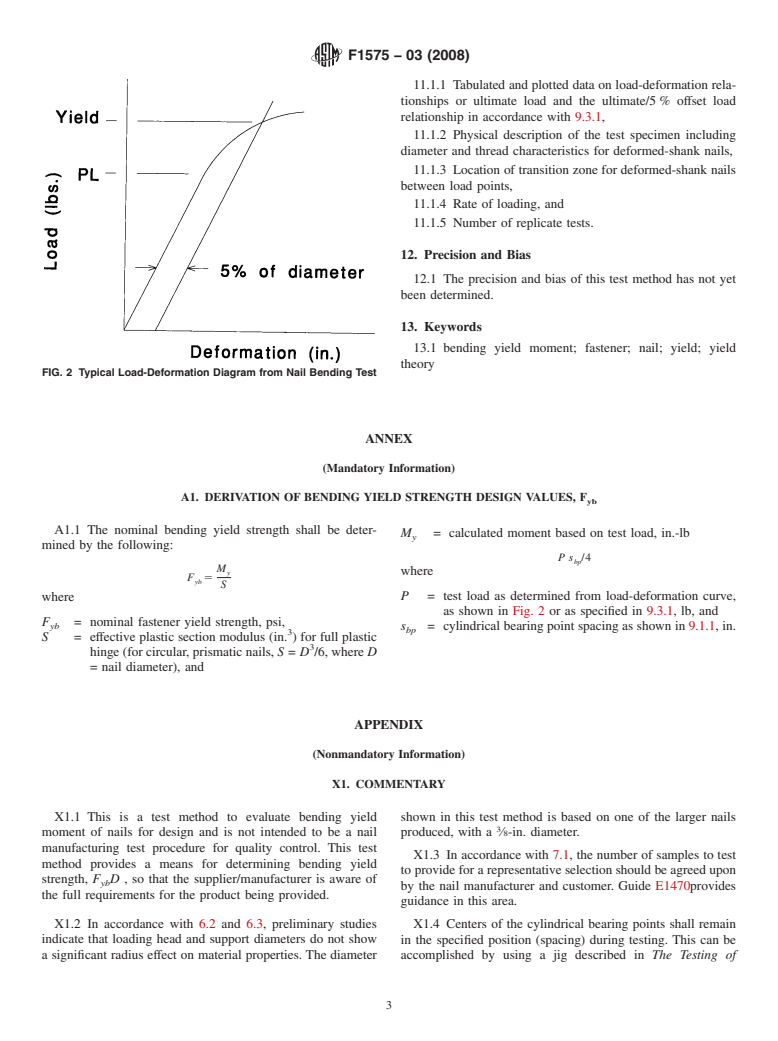 ASTM F1575-03(2008) - Standard Test Method for Determining Bending Yield Moment of Nails