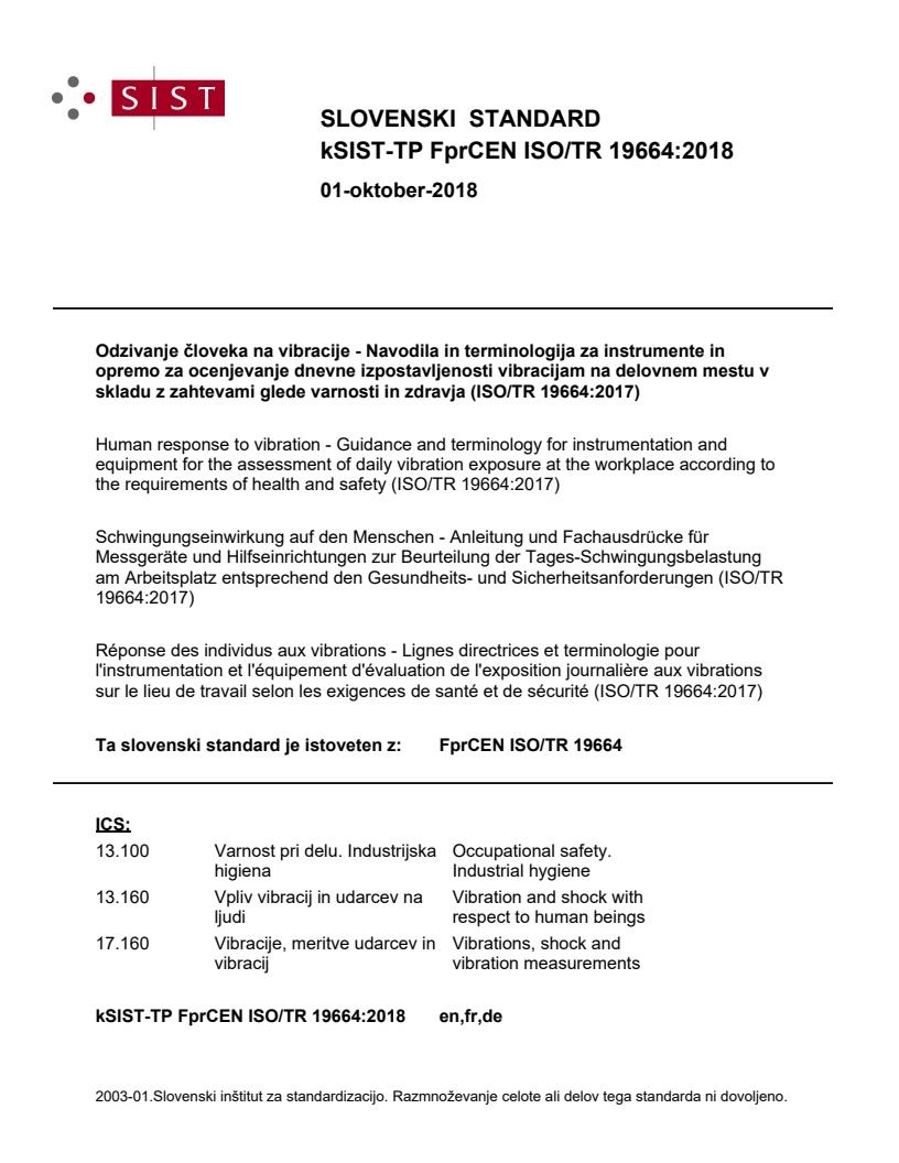 kTP FprCEN ISO/TR 19664:2018
