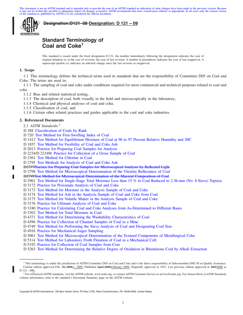 REDLINE ASTM D121-09 - Standard Terminology of Coal and Coke