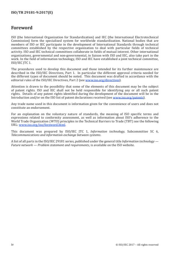 ISO/IEC TR 29181-9:2017 ISO/IEC TR 29181-9:2017 - Information technology -- Future Network -- Problem statement and requirements - Page 4 preview