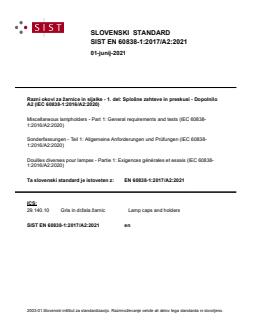 EN 60838-1:2017/A2:2021 - Page 1 preview