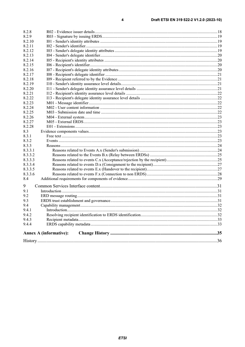 ETSI EN 319 522-2 V1.2.0 (2023-10) - Electronic Signatures and Infrastructures (ESI); Electronic Registered Delivery Services; Part 2: Semantic contents - Page 4 preview