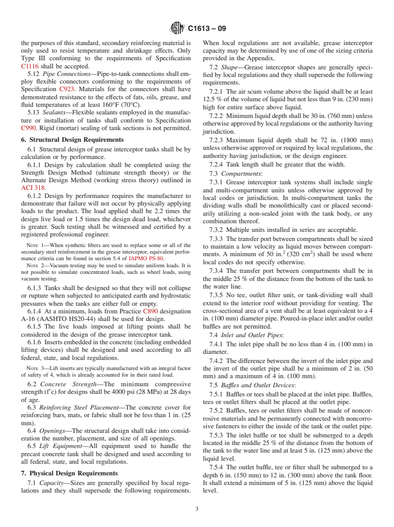 ASTM C1613-09 - Standard Specification for Precast Concrete Grease Interceptor Tanks