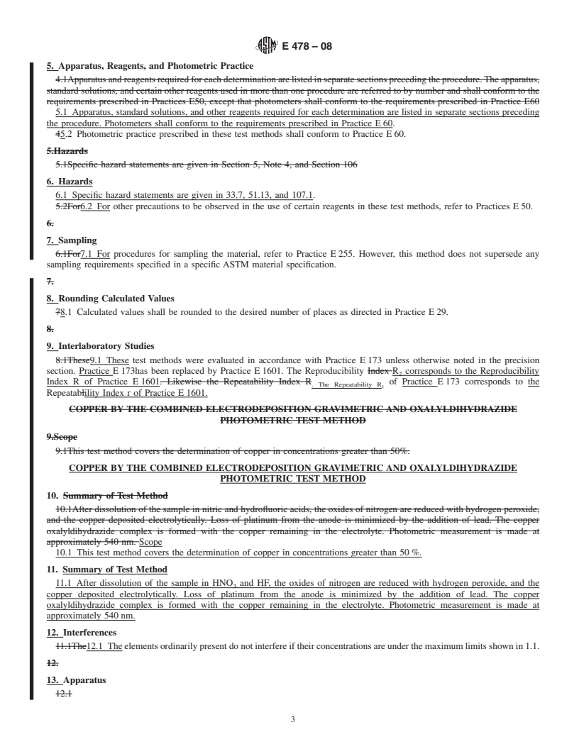 REDLINE ASTM E478-08 - Standard Test Methods for Chemical Analysis of Copper Alloys