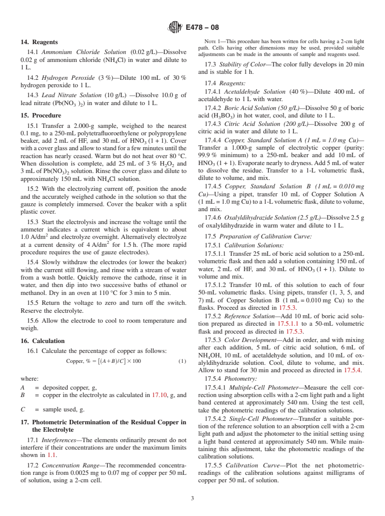 ASTM E478-08 - Standard Test Methods for Chemical Analysis of Copper Alloys