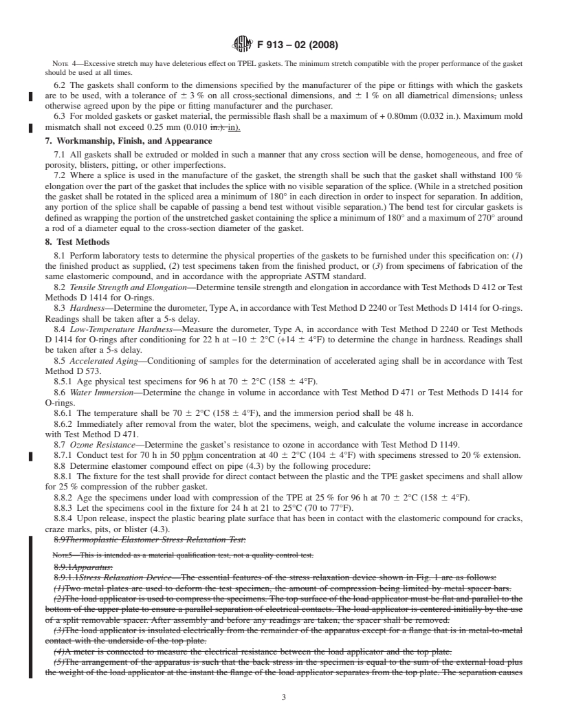 REDLINE ASTM F913-02(2008) - Standard Specification for Thermoplastic Elastomeric Seals (Gaskets) for Joining Plastic Pipe