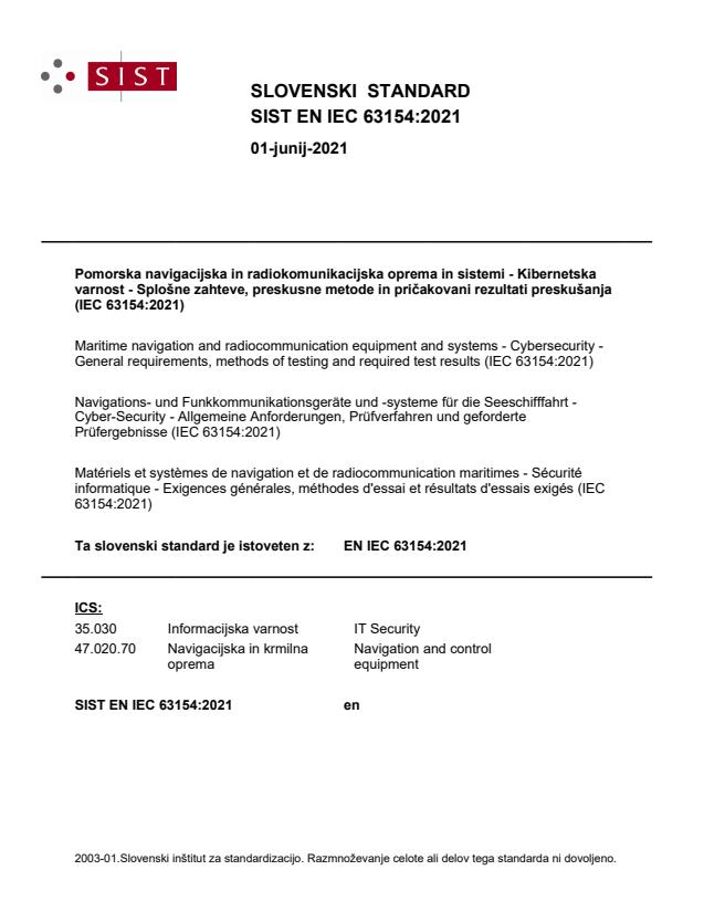 EN IEC 63154:2021 - BARVE