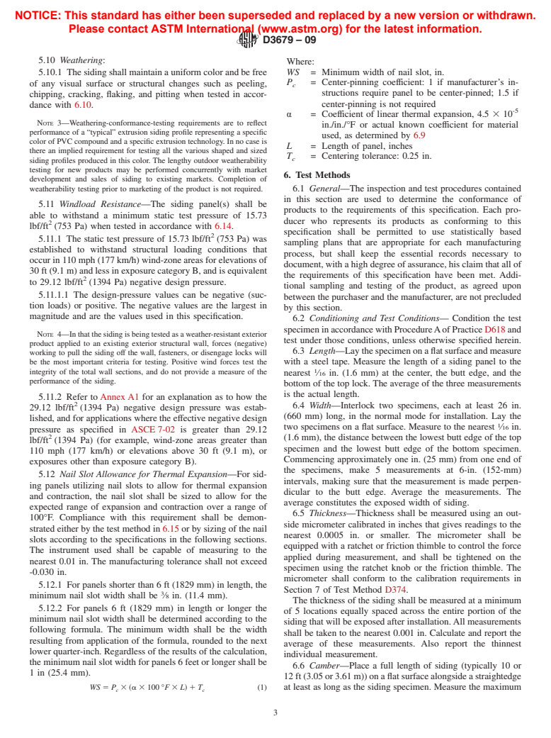 ASTM D3679-09 - Standard Specification for  Rigid Poly(Vinyl Chloride) (PVC) Siding