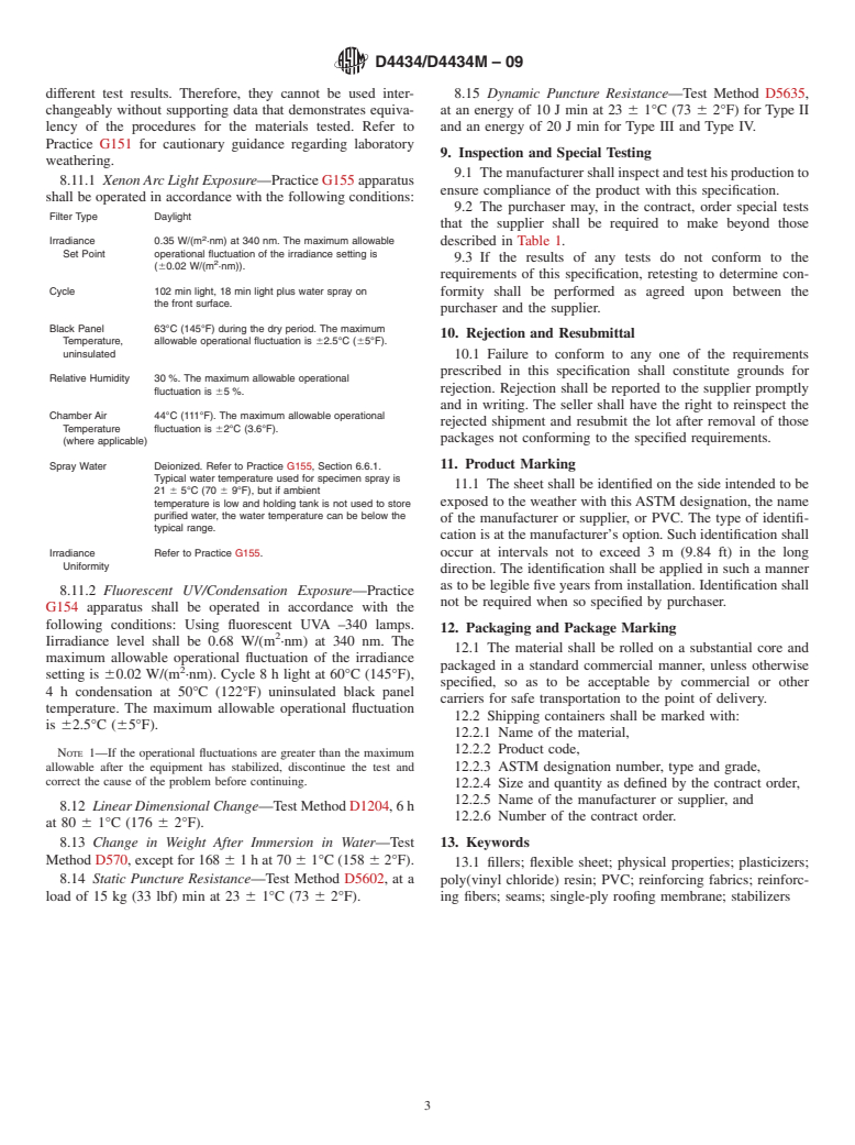 ASTM D4434/D4434M-09 - Standard Specification for Poly(Vinyl Chloride) Sheet Roofing