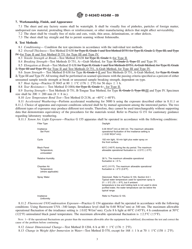 REDLINE ASTM D4434/D4434M-09 - Standard Specification for Poly(Vinyl Chloride) Sheet Roofing