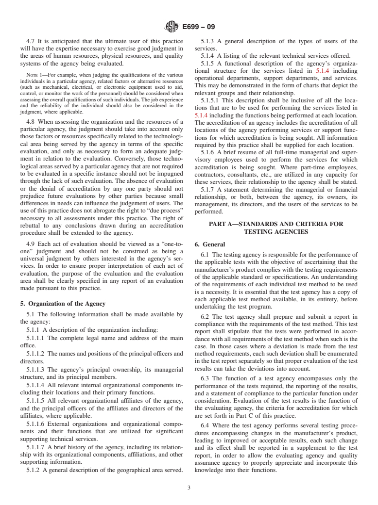 ASTM E699-09 - Standard Practice for Evaluation of Agencies Involved in Testing, Quality Assurance, and Evaluating of Building Components