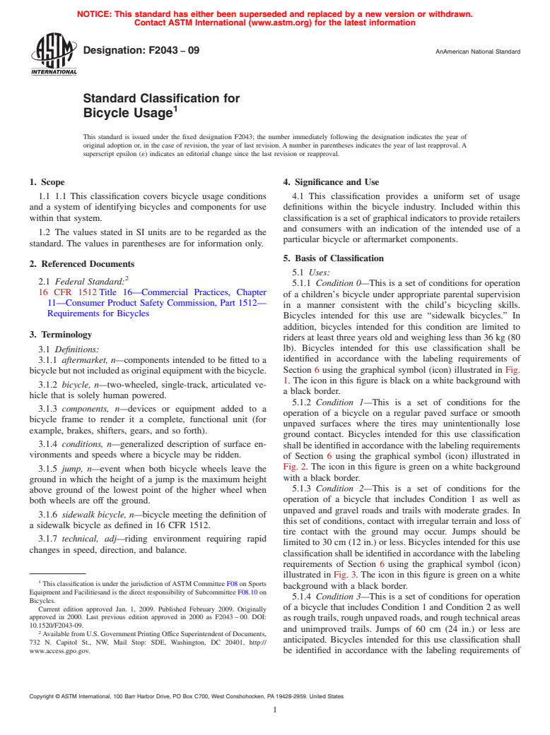 ASTM F2043-09 - Standard Classification for Bicycle Usage