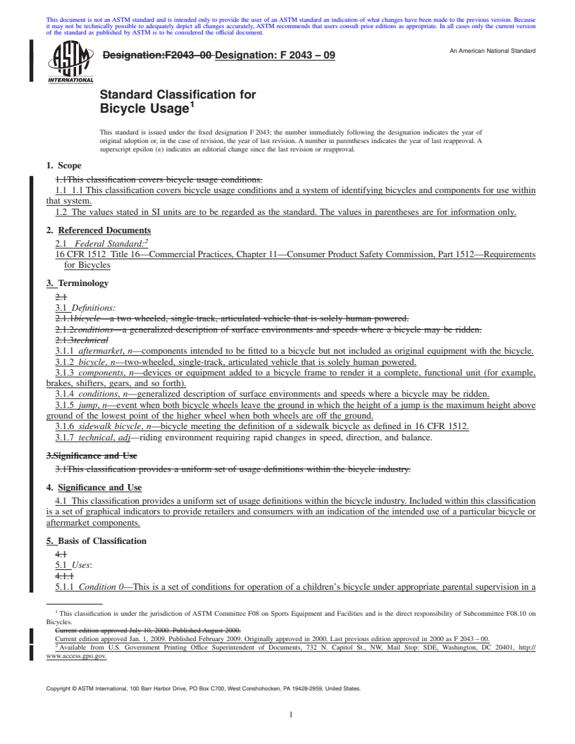 REDLINE ASTM F2043-09 - Standard Classification for Bicycle Usage