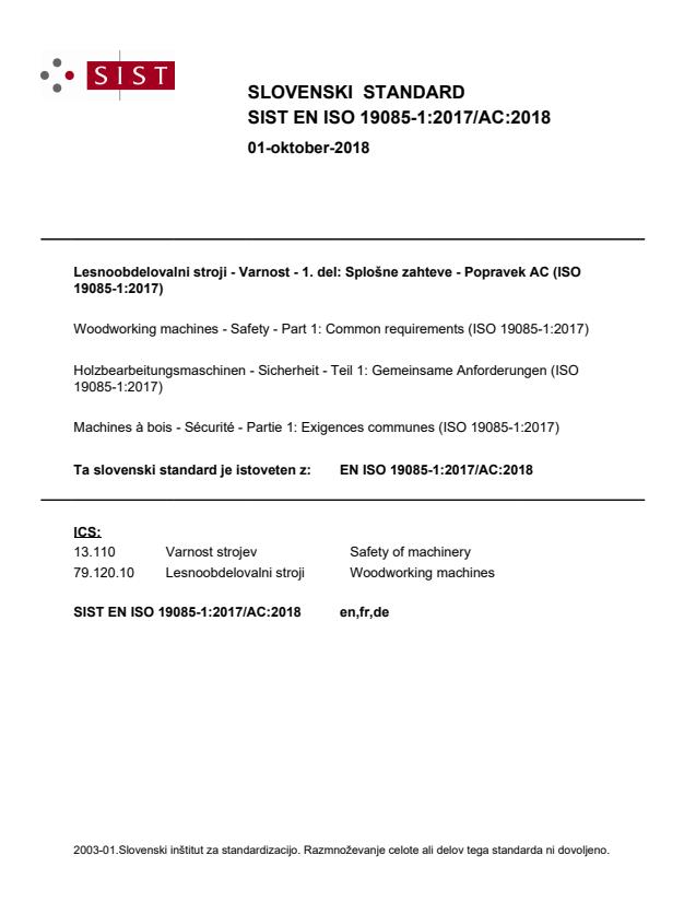 EN ISO 19085-1:2017/AC:2018