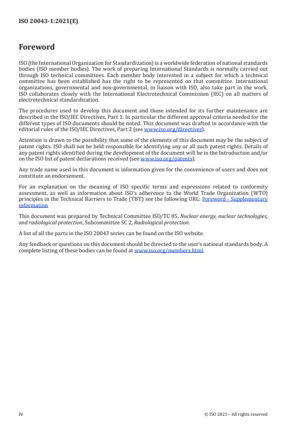 ISO 20043-1:2021 ISO 20043-1:2021 - Measurement of radioactivity in the environment -- Guidelines for effective dose assessment using environmental monitoring data - Page 4 preview