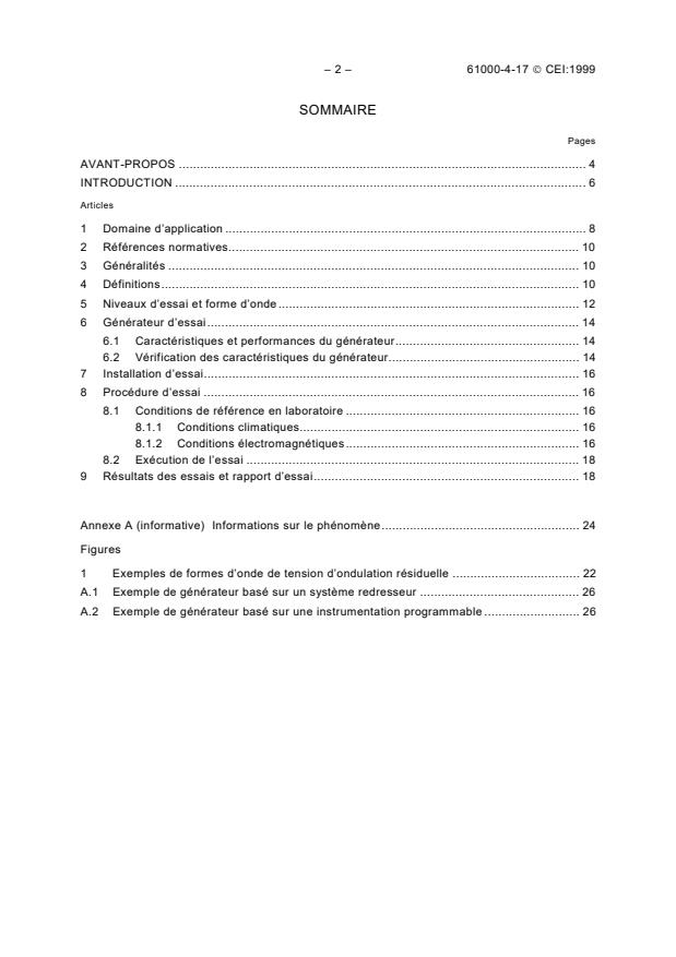 IEC 61000-4-17:1999 IEC 61000-4-17:1999 - Electromagnetic compatibility (EMC) - Part 4-17: Testing and measurement techniques - Ripple on d.c. input power port immunity test - Page 4 preview