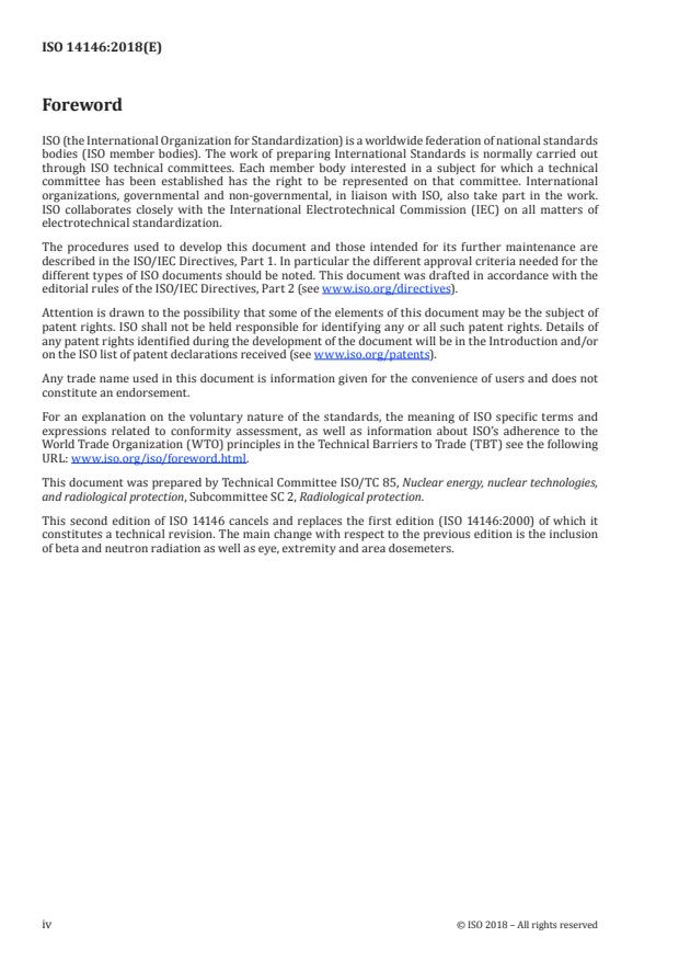 ISO 14146:2018 ISO 14146:2018 - Radiological protection -- Criteria and performance limits for the periodic evaluation of dosimetry services - Page 4 preview