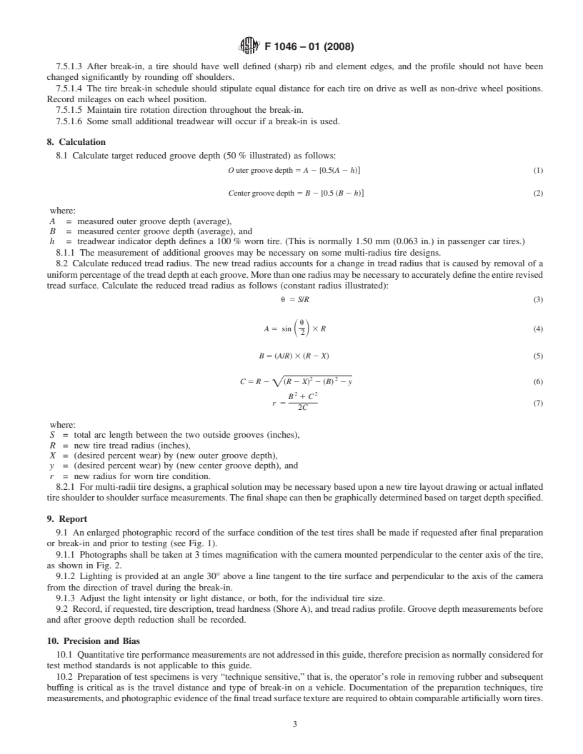 REDLINE ASTM F1046-01(2008) - Standard Guide for Preparing Artificially Worn Passenger and Light Truck Tires for Testing