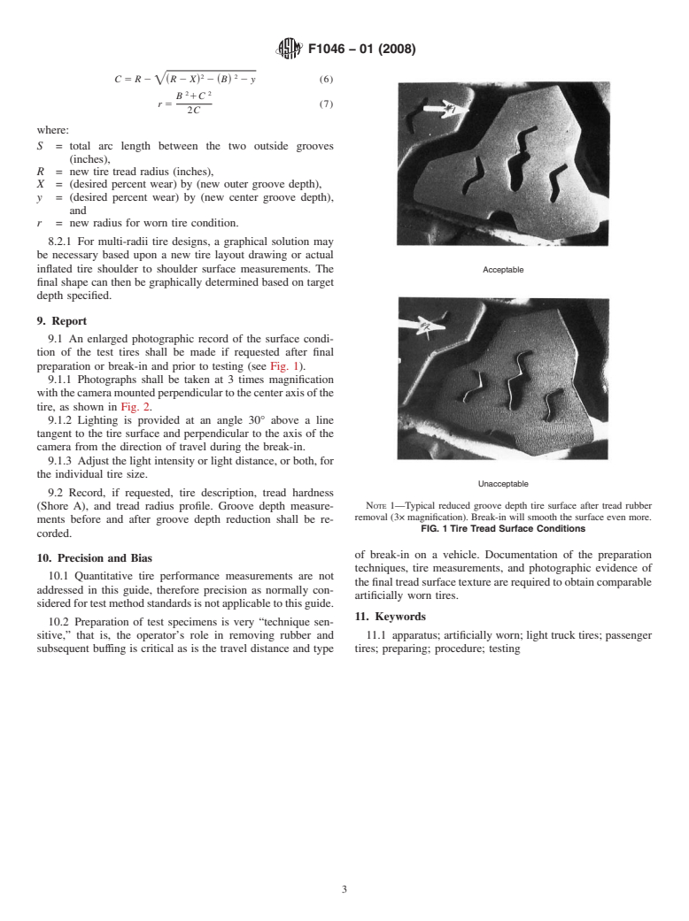 ASTM F1046-01(2008) - Standard Guide for Preparing Artificially Worn Passenger and Light Truck Tires for Testing