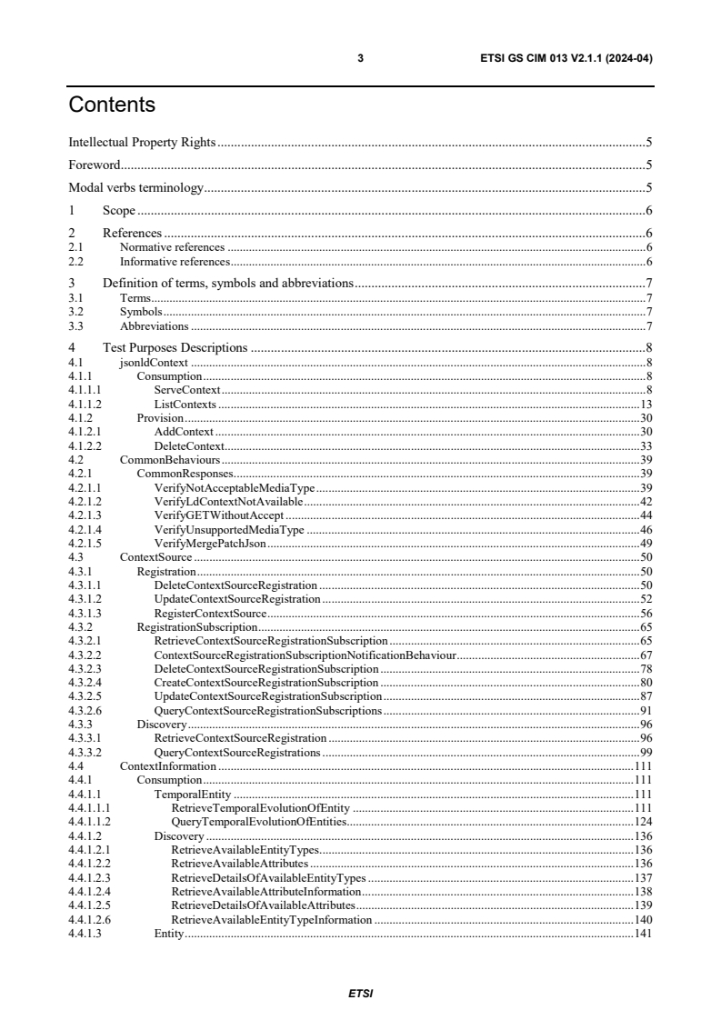 ETSI GS CIM 013 V2.1.1 (2024-04) - Context Information Management (CIM); NGSI-LD Test Purposes Descriptions