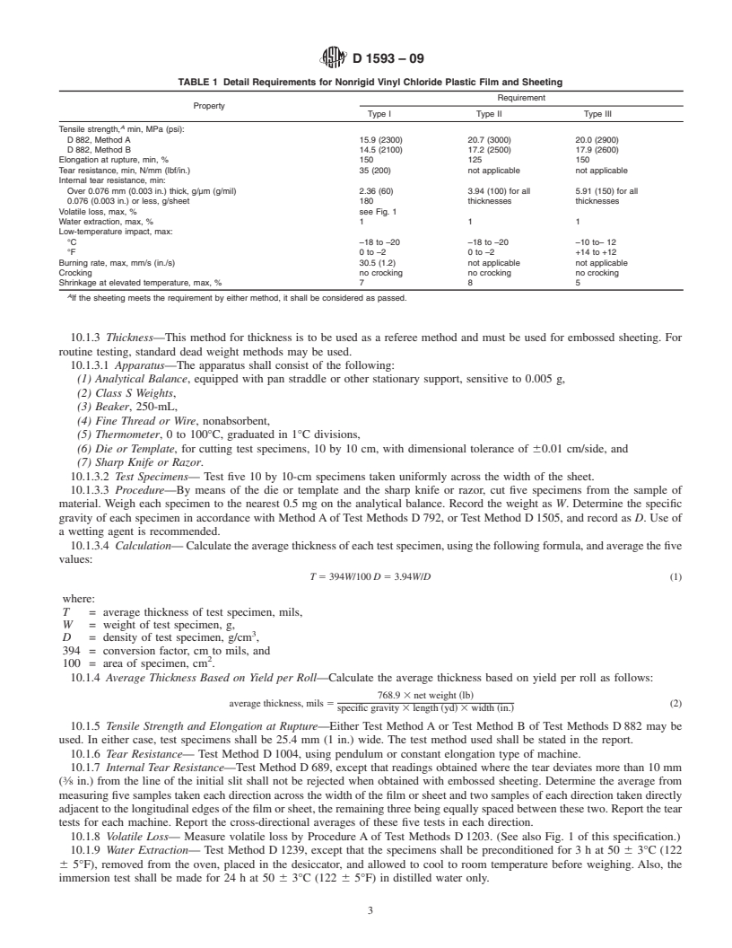 REDLINE ASTM D1593-09 - Standard Specification for Nonrigid Vinyl Chloride Plastic Film and Sheeting