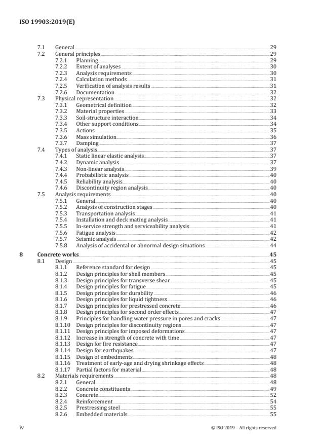 ISO 19903:2019 ISO 19903:2019 - Petroleum and natural gas industries -- Concrete offshore structures - Page 4 preview