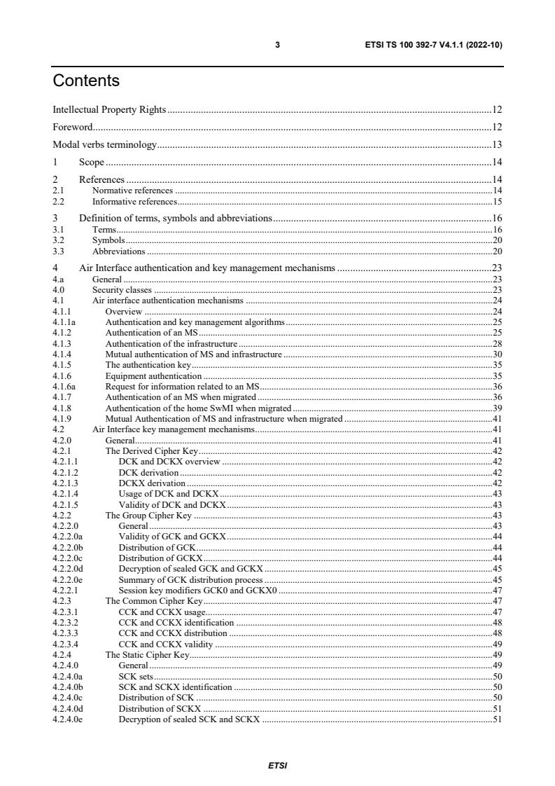 ETSI TS 100 392-7 V4.1.1 (2022-10) - Terrestrial Trunked Radio (TETRA); Voice plus Data (V+D); Part 7: Security