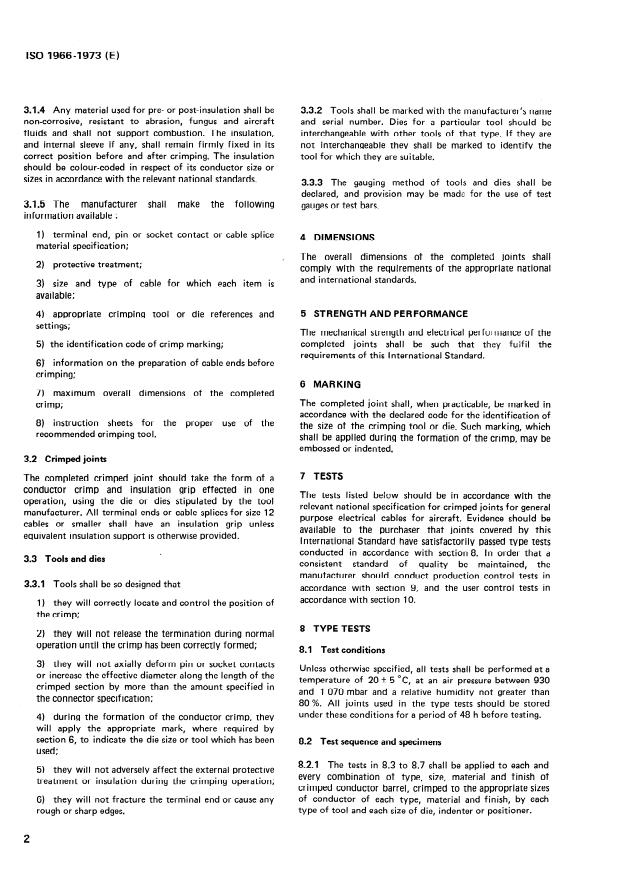 ISO 1966:1973 ISO 1966:1973 - Crimped joints for aircraft electrical cables - Page 4 preview