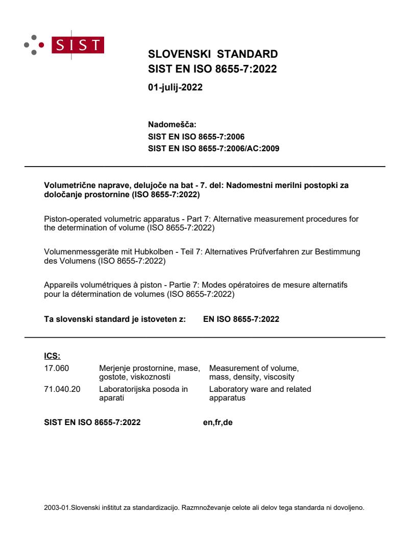 SIST EN ISO 8655-7:2022