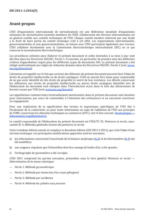 ISO 2811-1:2016 ISO 2811-1:2016 - Peintures et vernis -- Détermination de la masse volumique - Page 4 preview