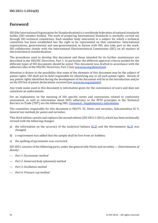 ISO 2811-1:2016 ISO 2811-1:2016 - Paints and varnishes -- Determination of density - Page 4 preview