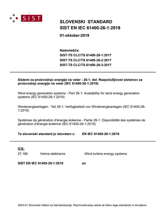 EN IEC 61400-26-1:2019 - BARVE