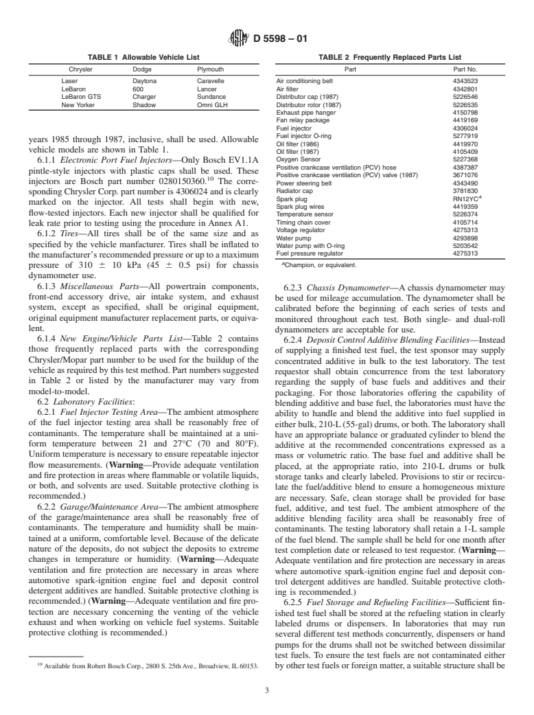 ASTM D5598-01 - Standard Test Method for Evaluating Unleaded Automotive Spark-Ignition Engine Fuel for Electronic Port Fuel Injector Fouling