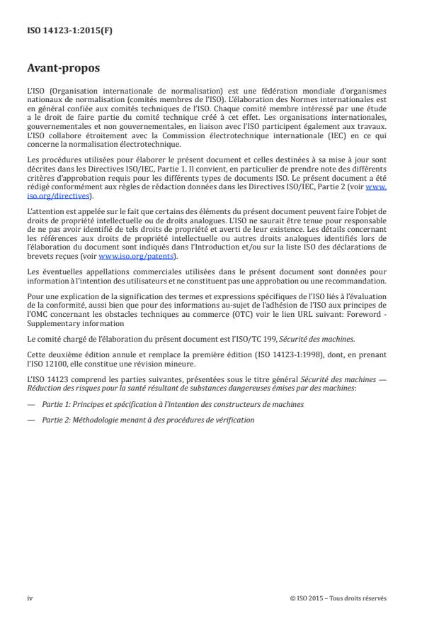 ISO 14123-1:2015 ISO 14123-1:2015 - Sécurité des machines -- Réduction des risques pour la santé résultant de substances dangereuses émises par des machines - Page 4 preview