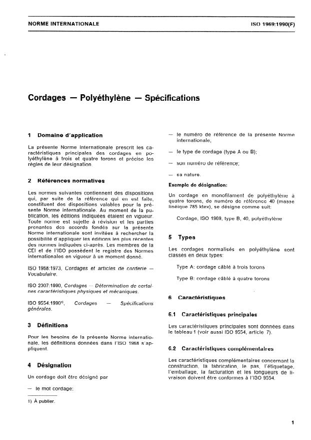ISO 1969:1990 - Cordages -- Polyéthylene -- Spécifications